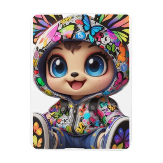 Cute Chibi Bear i Graffiti Butterfly Hoodie - Kaw Magnet