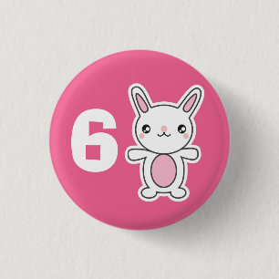 Cute Chibi Bunny Rosa Anpassningsbar Birthday Age Knapp