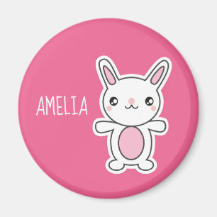 Cute Chibi Bunny Rosa Personlig Magnet