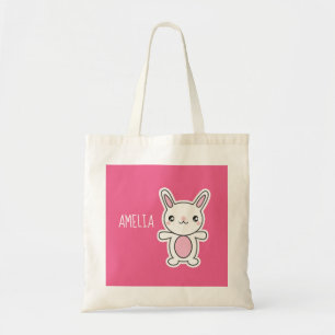Cute Chibi Bunny Rosa Personlig Tygkasse