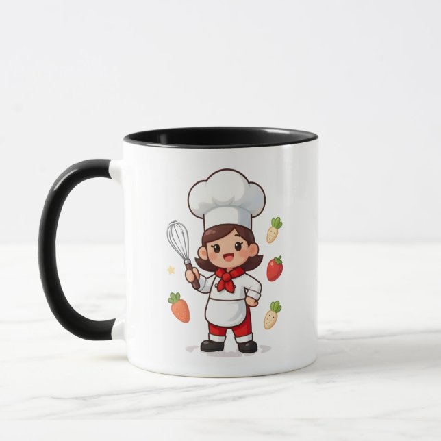 Cute Chibi Chef Mug for Food Lovers Mugg (Vänster)