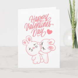 Cute Chibi Couple Rabbit Alla hjärtans dag Kort
