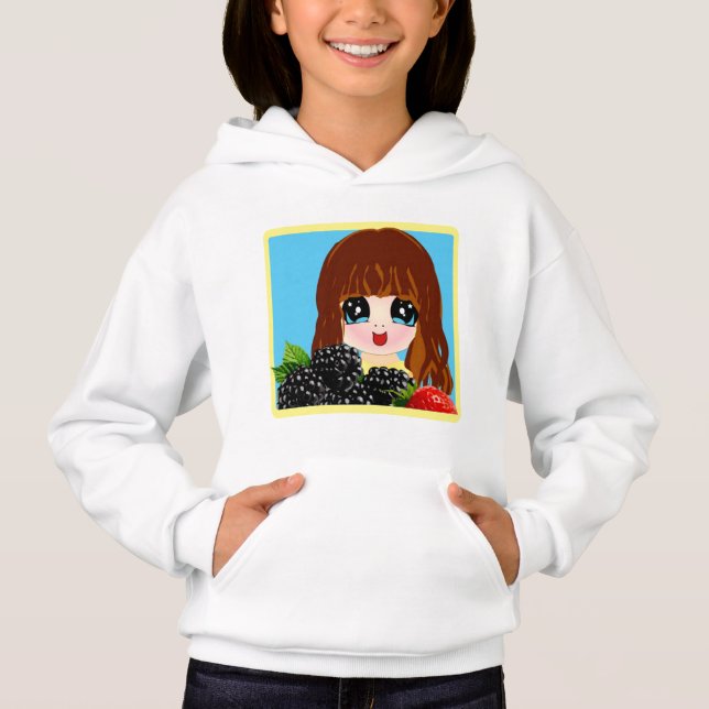 Cute chibi-flicka med frukter t shirt (Framsida)