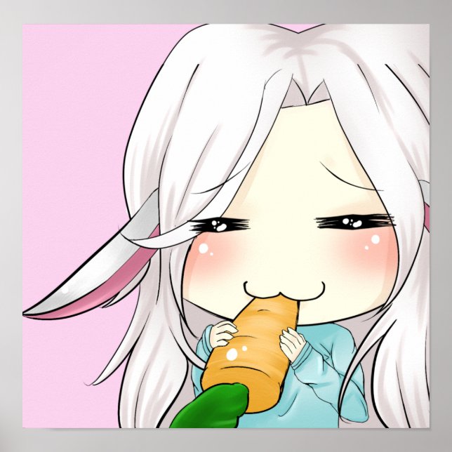 Cute Chibi-flicka med öron poster (Framsidan)