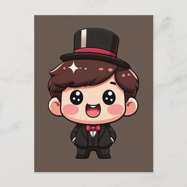 Cute Chibi gentleman Vykort (Framsida)