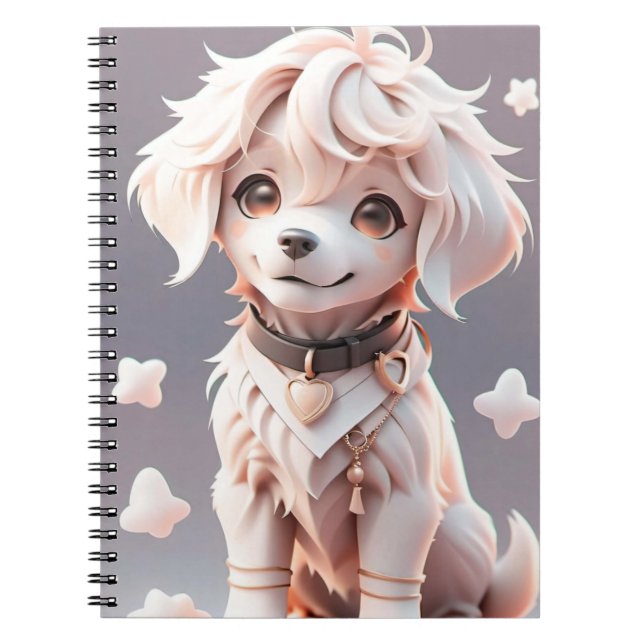 Cute Chibi Golden Retriever Puppy Anteckningsbok (Framsidan)
