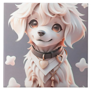 Cute Chibi Golden Retriever Puppy Kakelplatta