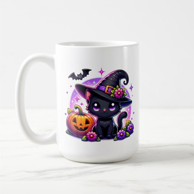 Cute Chibi Happy halloween Pumpkin Personlig Kaffemugg (Vänster)