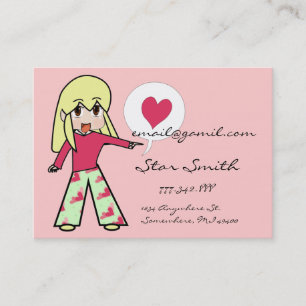Cute Chibi Heart - Gult Hair - Visitkort
