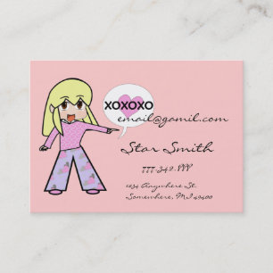 Cute Chibi Heart - Gult Hair - xoxo Visitkort