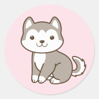 Cute Chibi Husky Puppy Hund Stickers Runt Klistermärke