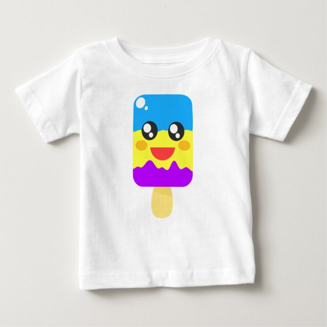 Cute Chibi Ice Lolly Popsicle T Shirt (Framsida)