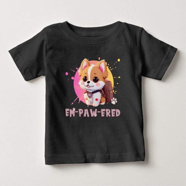 Cute Chibi Kawaii Corgi Namn-skolåret på baksidan T Shirt (Framsida)