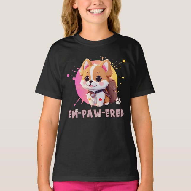Cute Chibi Kawaii Corgi Namn-skolåret på baksidan T Shirt (Framsida)