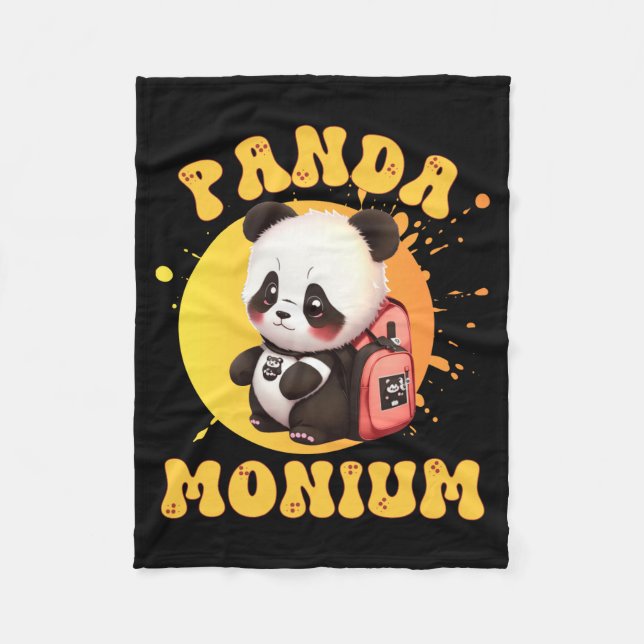 Cute Chibi Kawaii Panda Name School Year On Back B Fleecefilt (Framsidan)