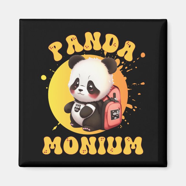 Cute Chibi Kawaii Panda Name School Year On Back B Magnet (Framsidan)