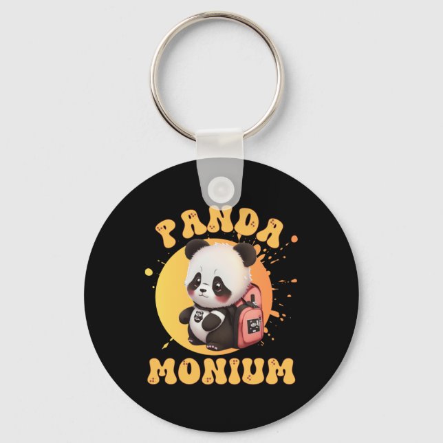 Cute Chibi Kawaii Panda Name School Year On Back B Nyckelring (Framsida)