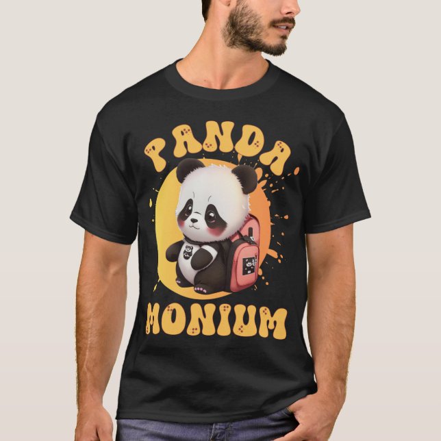 Cute Chibi Kawaii Panda Name School Year On Back B T Shirt (Framsida)