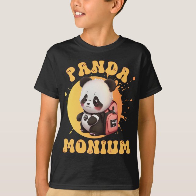 Cute Chibi Kawaii Panda Name School Year On Back B T Shirt (Framsida)
