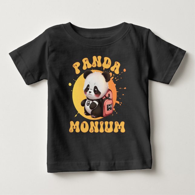 Cute Chibi Kawaii Panda Namn School Year on Back T Shirt (Framsida)