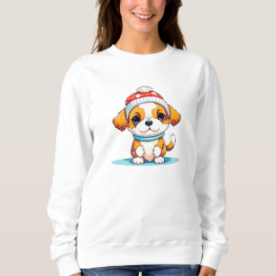 Cute Chibi Kawaii Tecknad, julpuppy Hund T Shirt