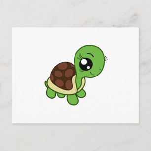 Cute Chibi Makeup Turtle Girl Kawaii Vykort