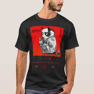 Cute Chibi Neko i Elegant Japanska Kimono Robe T Shirt