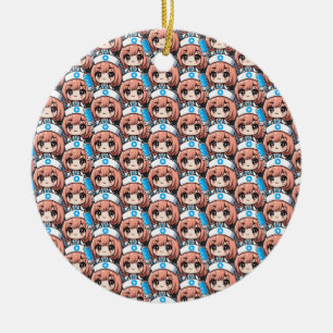 Cute Chibi Nurse - hälsovård, djur, medicin Julgransprydnad Keramik