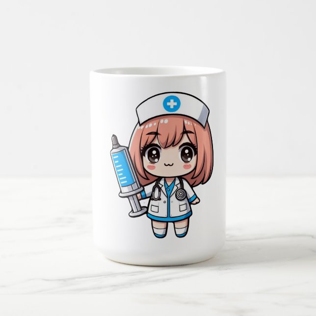 Cute Chibi Nurse - hälsovård, djur, medicin Kaffemugg (Center)