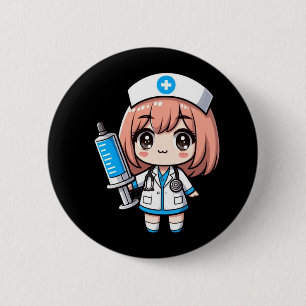 Cute Chibi Nurse - hälsovård, djur, medicin Knapp