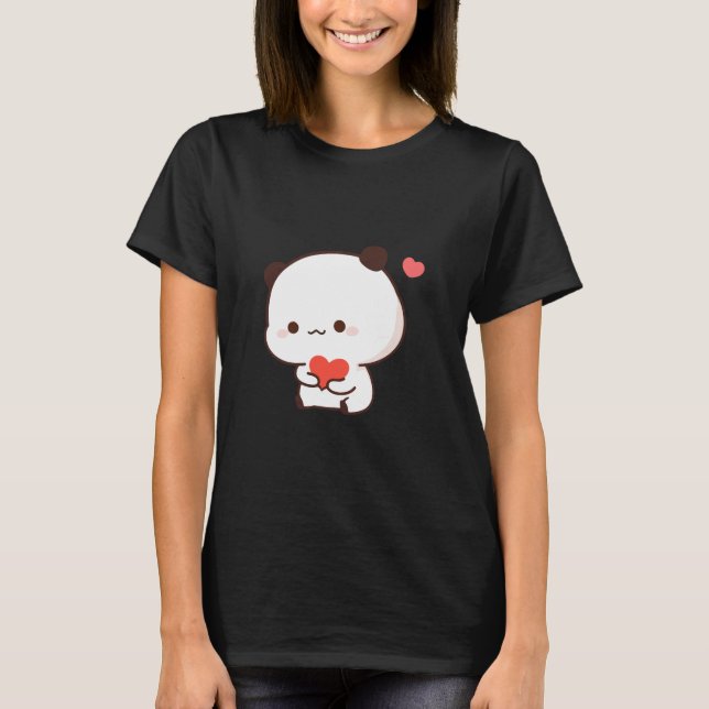 Cute Chibi Panda, Cute bubu och dudu hugs kärlek T Shirt (Framsida)