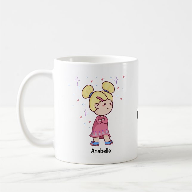 Cute Chibi-par med redigerbar namn Kaffemugg (Vänster)