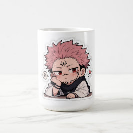 Cute Chibi Pouty King Sticker - Kawaii Pink Hair Kaffemugg