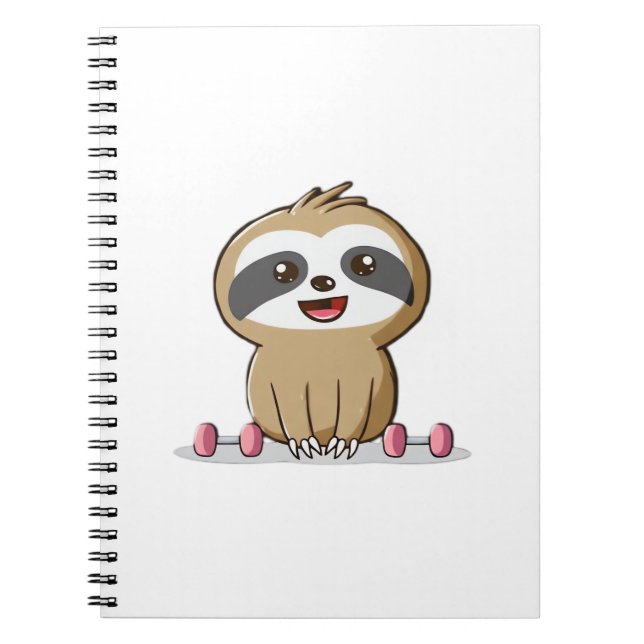 Cute Chibi Sloth Workout � Funny Kawaii Gym Animal Anteckningsbok (Framsidan)