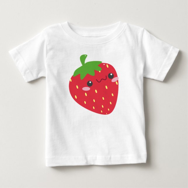 Cute Chibi Strawberry T Shirt (Framsida)