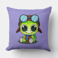 Cute Chibi Tecknad Turtle i Aviator Hat