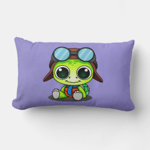 Cute Chibi Tecknad Turtle i Aviator Hat Lumbarkudde