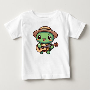 Cute Chibi Turtle Spelar Guitar T Shirt