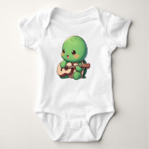 Cute Chibi Turtle Spelar Guitar