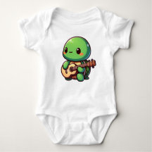 Cute Chibi Turtle Spelar Guitar