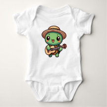 Cute Chibi Turtle Spelar Guitar