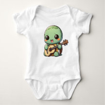 Cute Chibi Turtle Spelar Guitar