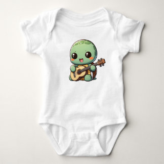 Cute Chibi Turtle Spelar Guitar T Shirt