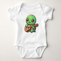 Cute Chibi Turtle Spelar Guitar