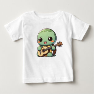 Cute Chibi Turtle Spelar Guitar T Shirt