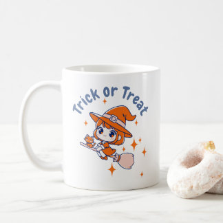 Cute Chibi Witch "Bus eller godis" Halloween Kaffemugg
