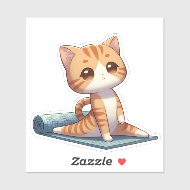 Cute Chibi Yoga Cat Klistermärken (Ark)