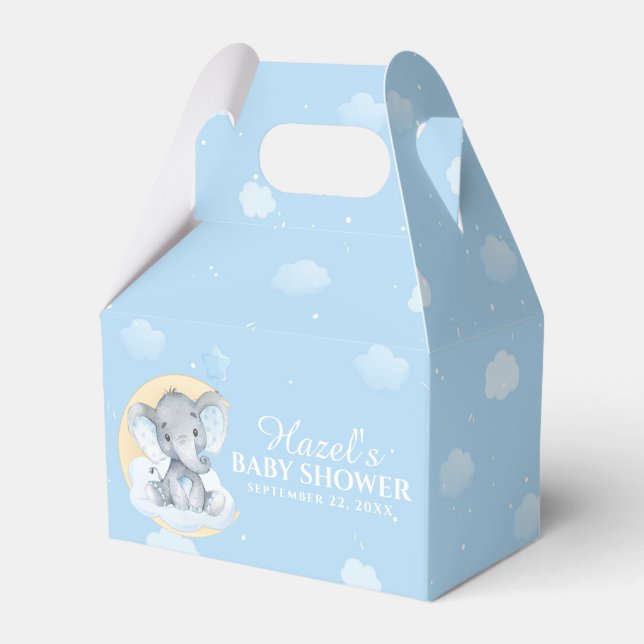 Cute Chic Blue Elephant Boy Shower Tack Presentaskar (Framsidan Sidan)