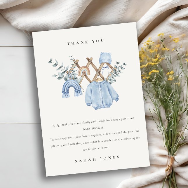 Cute Chic Boy Baby Nursery Essential Baby Shower Tack Kort (Skapare uppladdad)