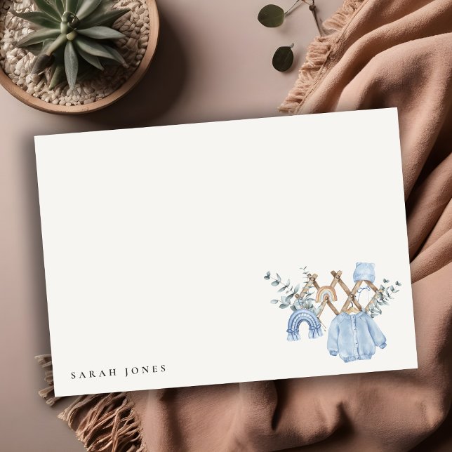 Cute Chic Boy Barnkläders Essential Baby Shower Anteckningskort (Skapare uppladdad)